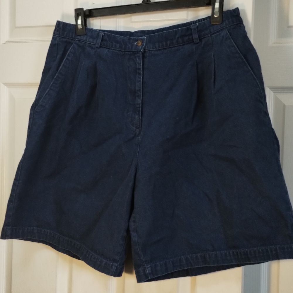 Westbound Dark Navy High-Rise Pleated Bermuda Shorts - Picture 2 of 10